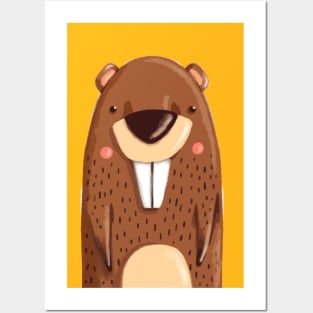 Funny Beaver Hand Drawn Posters and Art